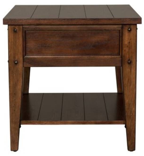 Liberty Furniture Lake House Rustic Brown Oak End Table-3