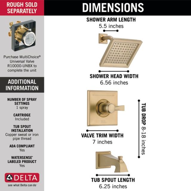 Delta Dryden® Monitor® 14 Series Champagne Bronze Tub and Shower Trim-2
