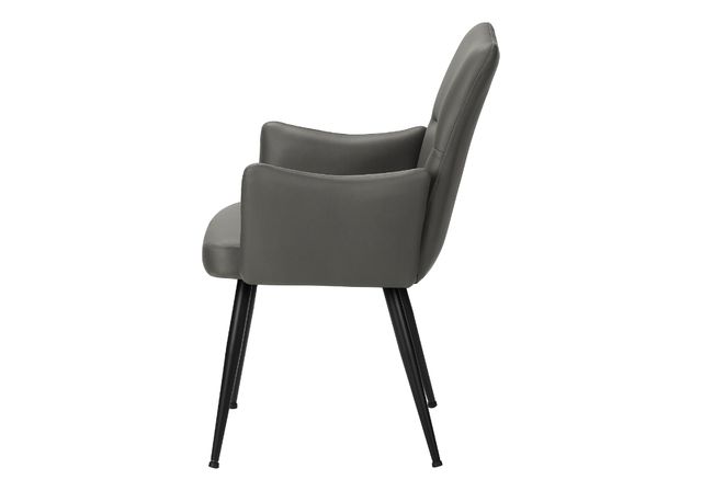 Monarch Specialties Inc. 2-Piece Grey 36" Faux Leather Dining Chair Set with Black Metal Legs-3