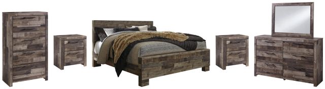 Benchcraft® Derekson 6-Piece Multi Gray King Panel Bed Set-0