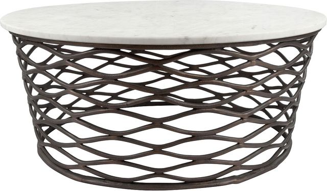 Zuo® Modern Queen White Coffee Table with Antique Bronze Base-0