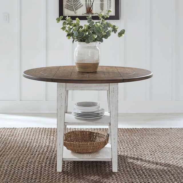Liberty Furniture Al Fresco Graphite Drop Leaf Table with Whitestone Base-1