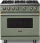 Viking® 5 Series 36" Eucalyptus Pro Style Gas (LP) Range with Brushed Brass Trim-3