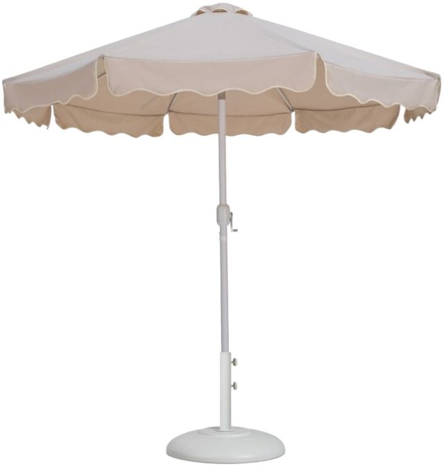 Meridian Furniture Amalfi Beige/Matte White Aluminum Outdoor Patio Umbrella and Round Base-0