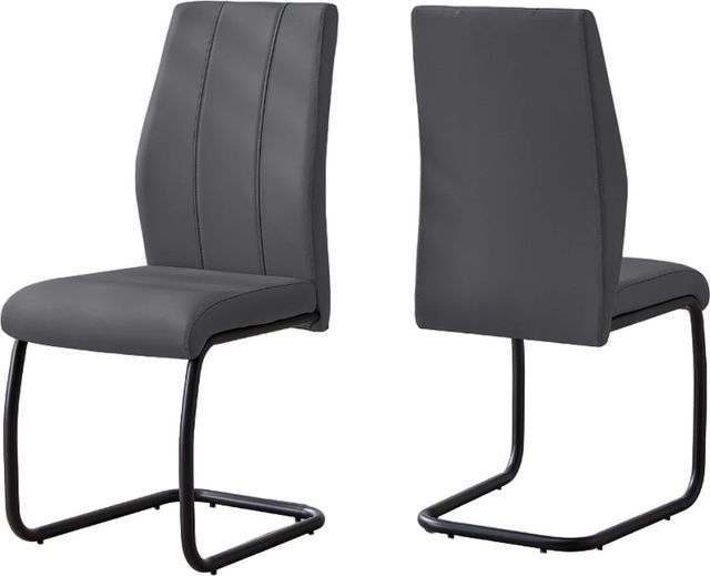 Monarch Specialties Inc. 2-Piece Grey Side Chair Set with Black U-Shaped Bases-1