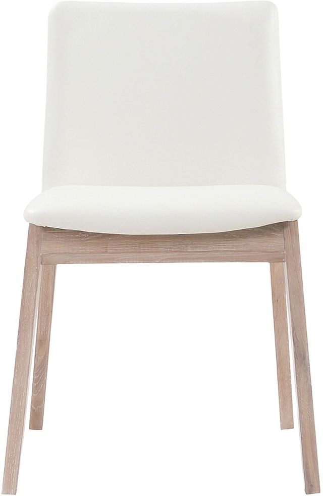 Moe's Home Collection Deco 2-Piece Cream White PVC Oak Dining Chair Set-1