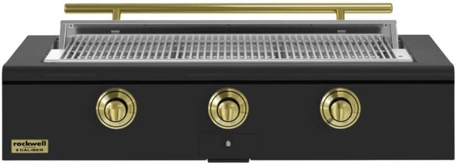 Caliber™ Rockwell Social 3-Burner Ultra Matte Black Built-In Liquid Propane Grill with Brass Hardware-0