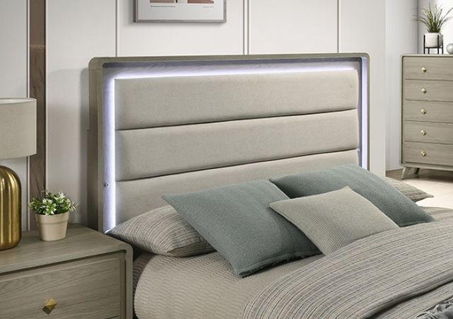 Furniture of America® Rainier 4-Piece Gray Upholstered Queen Bedroom Set-2