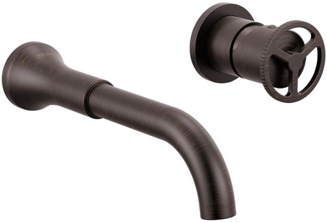 Delta Trinsic® Venetian Bronze Single Handle Wheel Wall Mount Bathroom Faucet Trim-0