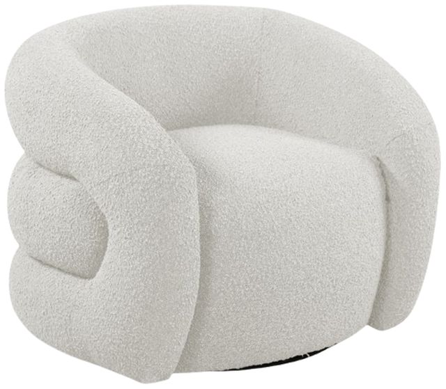 Meridian Furniture Roxbury Cream Boucle Fabric Swivel Accent Chair-0