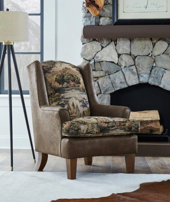 Best® Home Furnishings Customizable Field & Stream Home Andrea Wing Back Chair with Dark Walnut Legs-4
