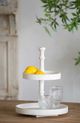 A & B Home White Round Two-Tiered Wooden Tray-1