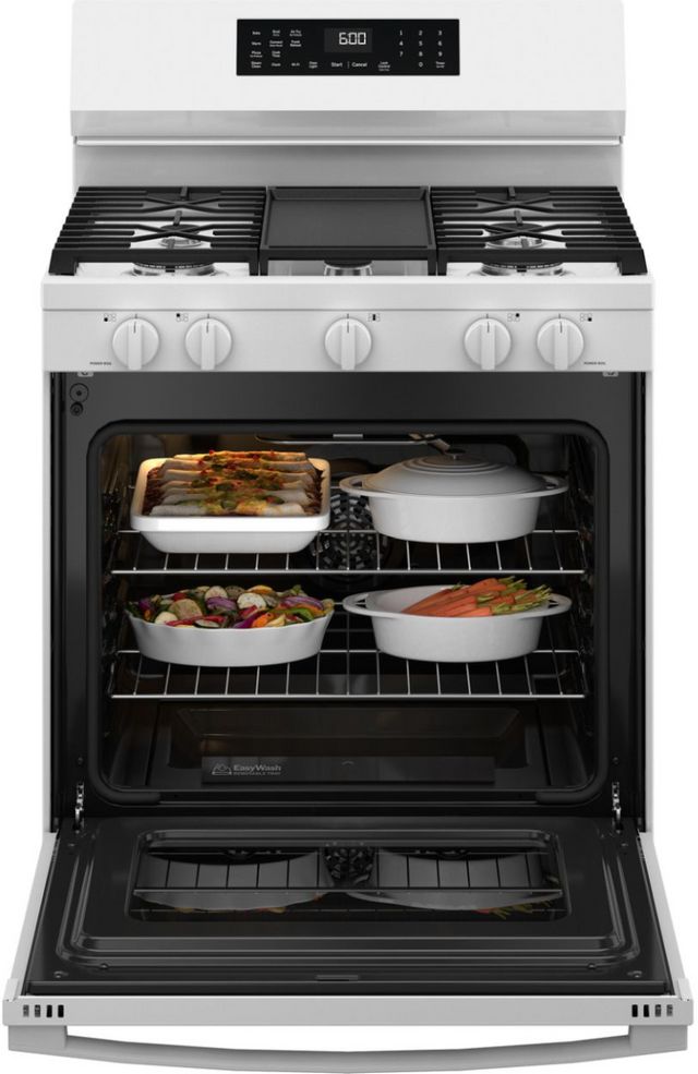 GE® 30'' White Freestanding Gas Range-5