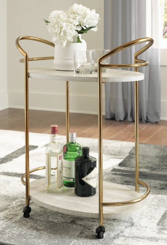 Signature Design by Ashley® Tarica Cream/Gold Bar Cart-4
