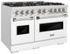 ZLINE 48" 6.7 cu. ft. Gas Range with 8 Burner DuoPro™ Cooktop and Dual Ovens in Satin Stainless Steel with White Matte Doors -2