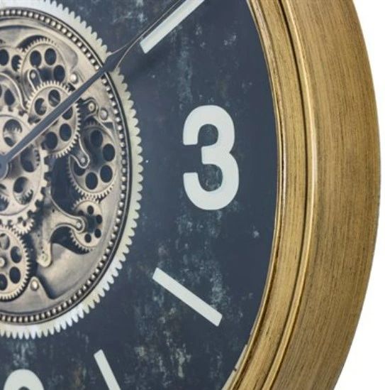 YHD Aged Gold/Black Gear Clock-4