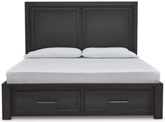 Grand lit  à rangement de Signature Design by Ashley® Wendora - Noir brossé/Gris poussiéreux Marron-4