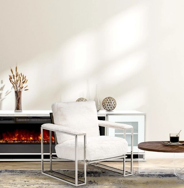 Michael Amini® Trance™ Astro Stainless Steel/White Chair-1