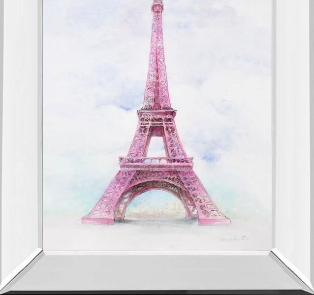Classy Art Pink Eiffel Tower by LanieLoreth Mirror Framed Wall Art-1