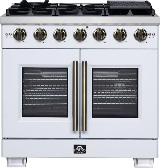 FORNO® Capriasca Series Alta Qualita 36" White Pro Style Gas Range-0