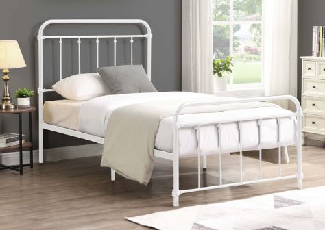 Milton Greens Stars White Twin Metal Farmhouse Classic Platform Bed-1