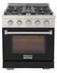 Kucht Professional KFX Series 30" Stainless Steel Pro Style Propane Gas Range with Black Door and True Simmer Burners-1