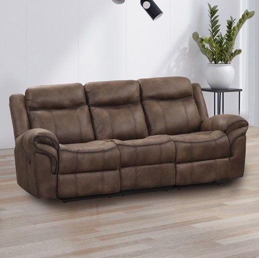 Furniture of America® Agata Brown Manual Reclining Sofa-2