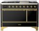 Ilve® Majestic III 48" Glossy Black Pro Style Dual Fuel Liquid Propane Range with Solid Door and Brass Trim-0