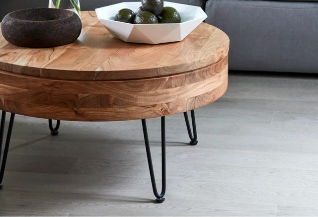 Moe's Home Collection Privado Natural Storage Coffee Table with Black Hairpin Legs-2