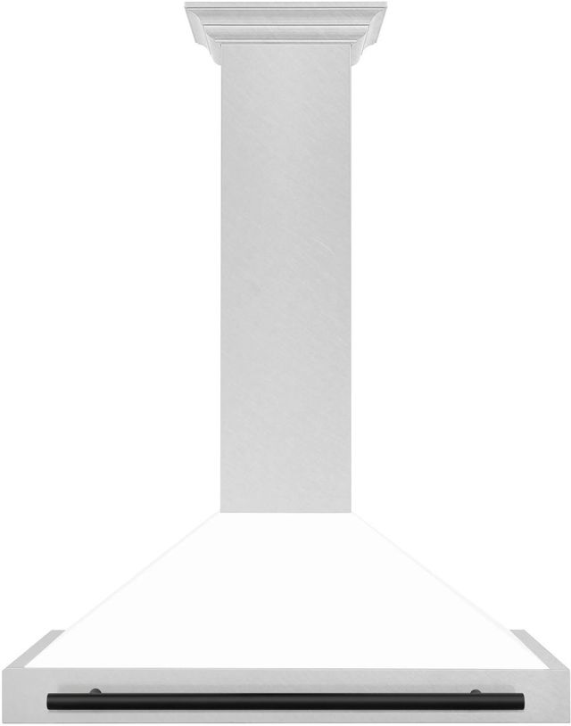 ZLINE Autograph Edition 36" White Matte Wall Mounted Range Hood with Matte Black Handle-0