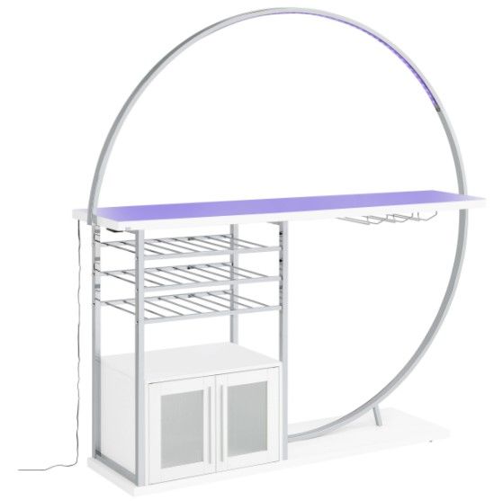 Coaster® Risley Chrome/Glossy White Bar Cabinet with LED-2