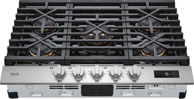 SKS 30" Stainless Steel Natural Gas Cooktop with Black Porcelain Coated Burner Pan-2