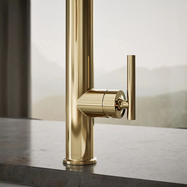 KOHLER® Purist® Vibrant French Gold Semi-Professional Kitchen Sink Faucet with 3-Function Sprayhead-4