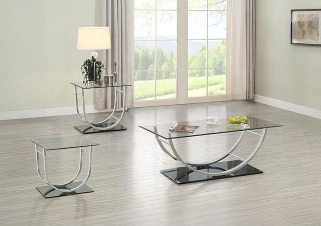 Coaster® Danville 3-Piece Tempered Glass Top Occasional Table with Chrome Base Set-1