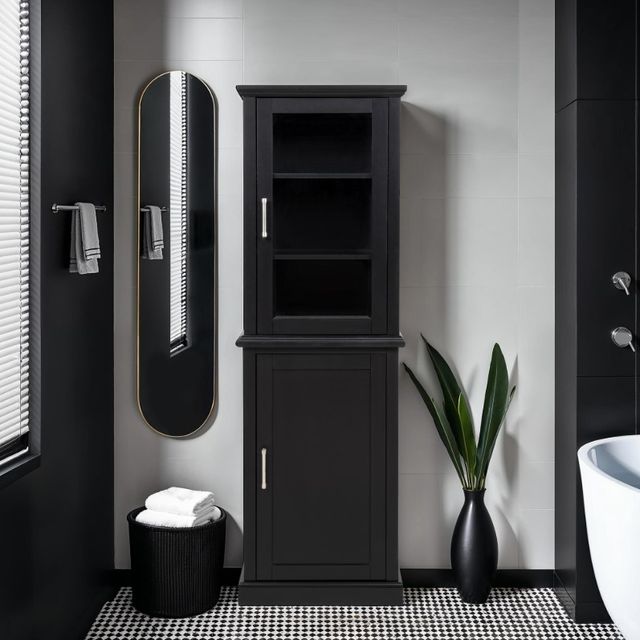 Linon Scarsdale Black Tall Cabinet-1