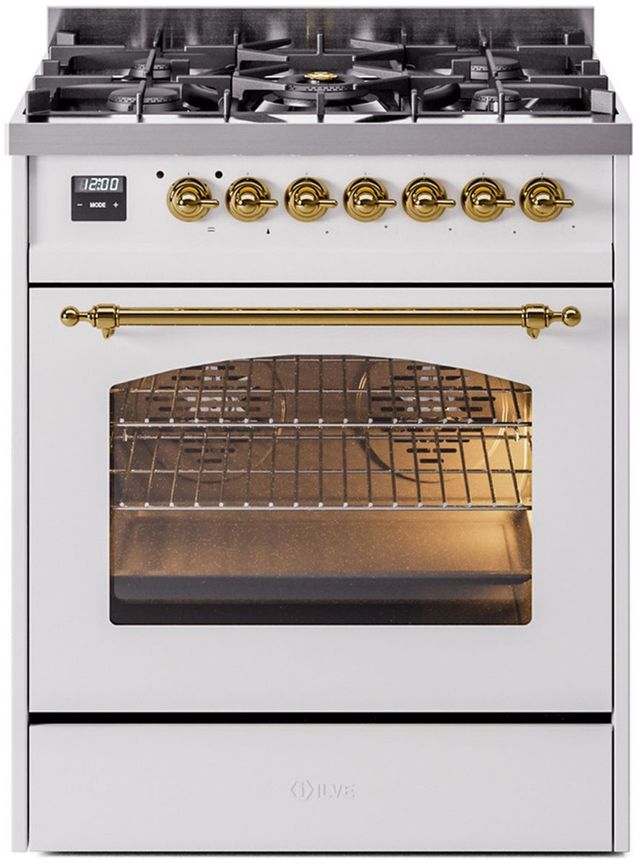 Ilve® Nostalgie II Series 30" White Pro Style Dual Fuel Range-0