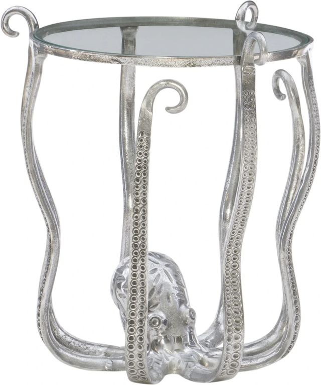 Powell® Octavia Glass Top Octopus Table with Silver Base-0