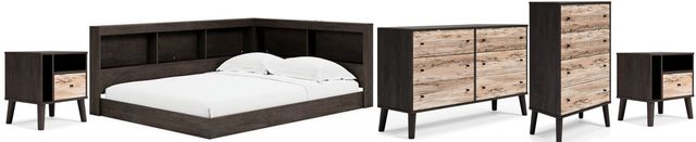 Signature Design by Ashley® Piperton 5-Piece Brown/Dark Charcoal Full Bookcase Storage Bed Set-0