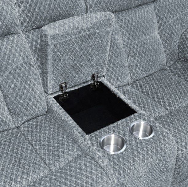 New Classic® Home Furnishings Bravo Stone Gray Dual Power Reclining Console Loveseat-3
