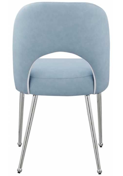 Meridian Furniture Logan Light Blue/Chrome Velvet Dining Side Chair-2