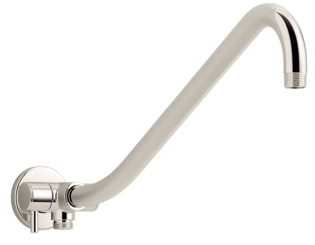 KOHLER® Gooseneck Vibrant Polished Nickel Rainhead Arm with 3-Way Diverter-0