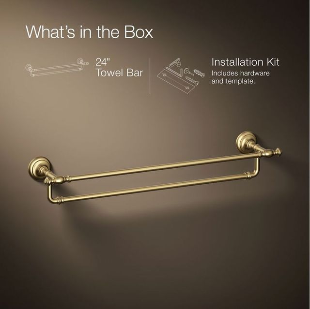 KOHLER® Artifacts® Vibrant Brushed Moderne Brass 24" Double Towel Bar-3