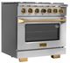 Kucht Professional KX Series 36" Stainless Steel Pro Style Dual Fuel Range with Gold Accents and Kucht Horus Thermostat-1