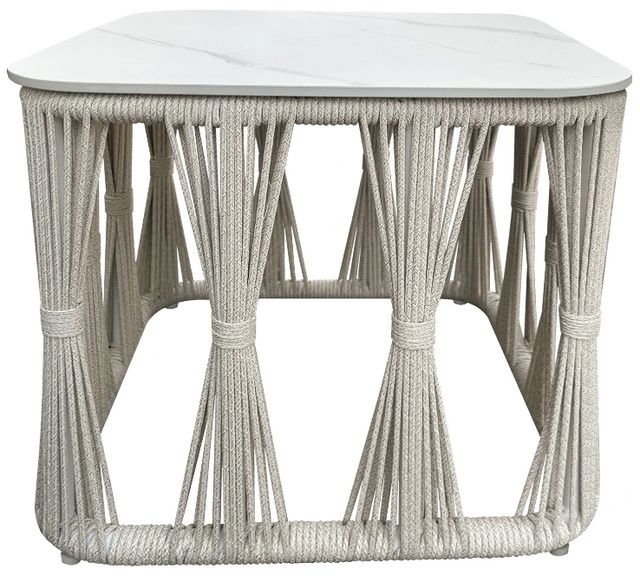 Intercon Alexa White Aluminum/Stone Seating Side Table-2