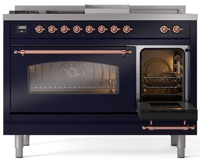 Ilve® Nostalgie II Series 48" Midnight Blue Pro Style Dual Fuel Range-3