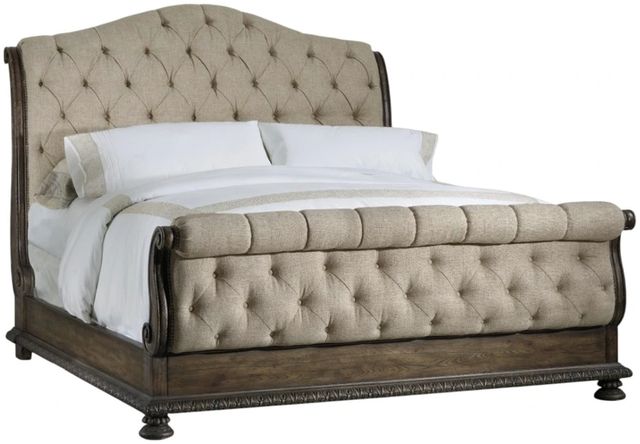 Hooker® Furniture Rhapsody Aurora Ecru/Walnut King Upholstered Sleigh Bed-0