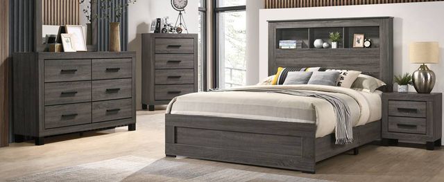 American Wholesale Furniture Salt Creek Distressed Gray Queen Bookcase Bed-1