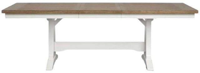 Magnussen Home® Kingston Cerused Nutmeg Trestle Dining Table with Whisper White Base-1