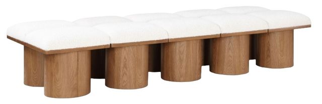 Meridian Furniture Pavilion 10-Piece Cream/Walnut 90" Modular Bench Set-0