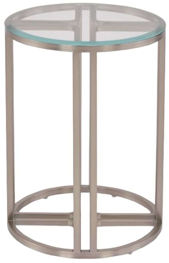 Michael Amini® Laguna Glass Top Chair Side Table with Ridge Silver Mist Base-3